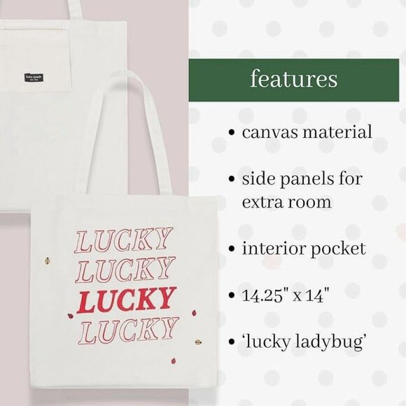 KATE SPADE Shopper "Lucky Ladybug" Canvas Tote Bag - Picture 2 of 13